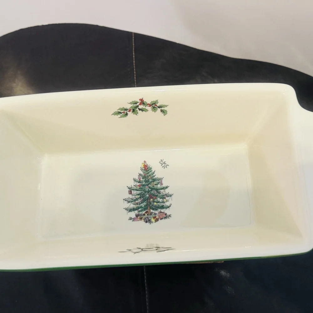 Spode Christmas Tree Loaf Pan 11.75”x5.5” Baking Dish with Christmas Tree Motif